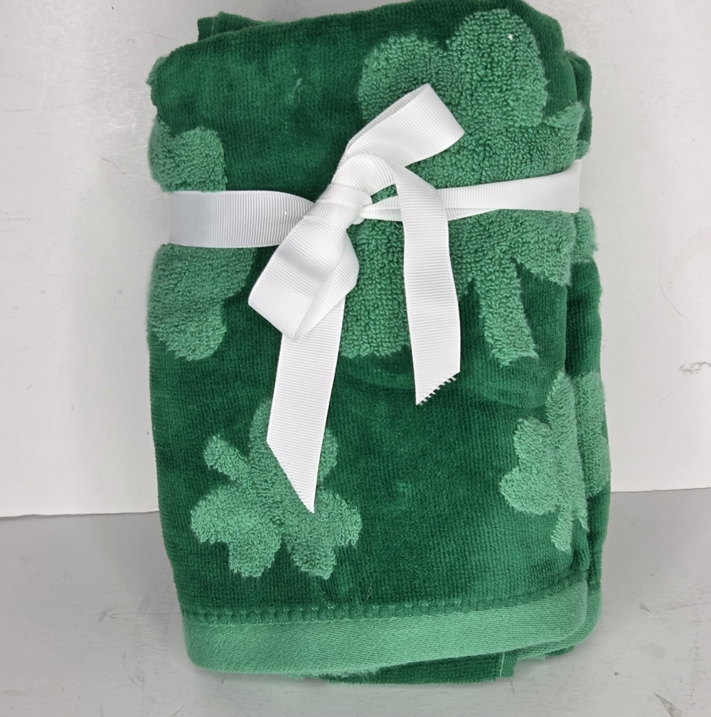 Caro Green Shamrock Thick Cotton Kitchen Bath Hand Towels Set St Patricks‎ Day